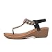 Women's Bohemian Wedge Sandals Summer Comfortable Flip Flops Beach Thong Sandals Fashion Open Toe Dressy Elastic (Black, 8.5)