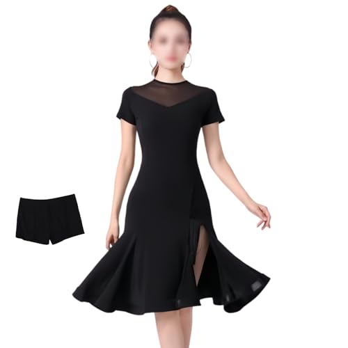 Robe de danse latine avec col en mesh pour éviter la chaleur