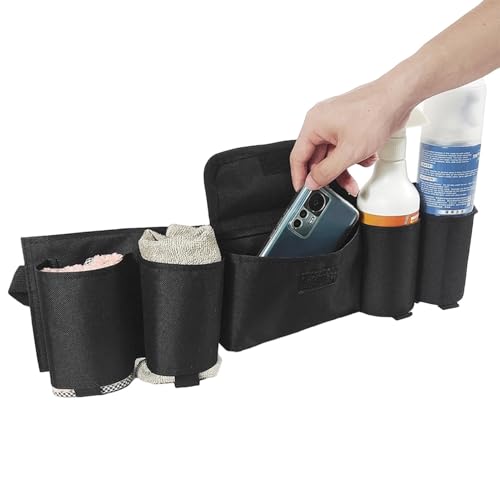 Bolsa de herramientas de limpieza, bolsa de herramientas de cintura, cinturón - Bolsa de herramientas de trabajo con bolsillos - Soporte para almacenamiento de botellas, cinturón para tareas doméstica