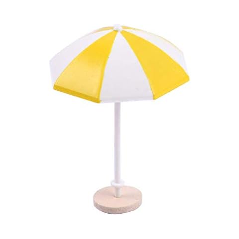 FRECI 1/12 Dollhouse Beach Umbrella Plastic Deck Chair Umbrella Beach Accessories Aquarium Terrariums Decoration Cake Ornaments - Yellow M Cover