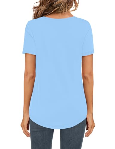 Image of Elesomo Womens Tshirts Cotton V Neck Tee Shirts for Summer and Fall
