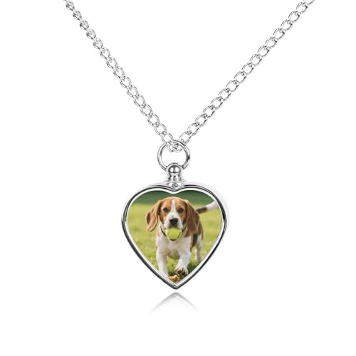 FodPand Collana con urna per cani Beagle affamati di gioco, collana commemorativa per ceneri con kit di riempimento, catena regolabile da 70,1 cm, gioiello funerario per cremazione, ciondolo a forma