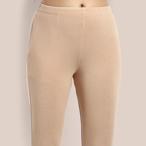 Image of ONE SKY Women Ankle Length Leggings | Premium Cotton Modal Spandex Blend | High Waist Stretchable & Bio-Washed Fabric | Colour-Lock | Ethnic Leggings for Women