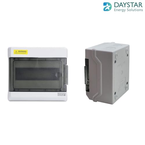 Image of Daystar Solutions Weatherproof IP65 MCB Box with PVC Enclosure and Open-Type Cover for Outdoor Power Distribution | Rated Heavy Quality ABS Plastic material | With Din Rail | Pack of 1 | 9 Way MCB Box