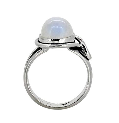 YoTreasure 10x12 MM Rainbow Moonstone in 925 Sterling Silver Solitaire Ring4