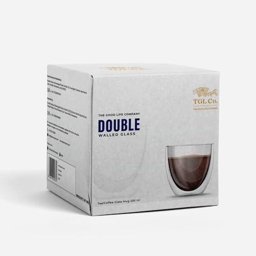 Image of TGL Co. Double Walled Clear Coffee Mug -1 Piece (250ml) | Heat-Resistant Borosilicate Glass | Insulated Tea & Coffee Cup | Lightweight, Durable, No Condensation | for Hot & Cold Beverages