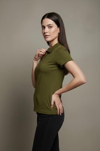 Image of BEAR THREAD Women's Plain Polo T-Shirt | Classic Collared Half Sleeve Top | Soft Breathable Lightweight Fabric | Solid Casual Summer Polo Tee