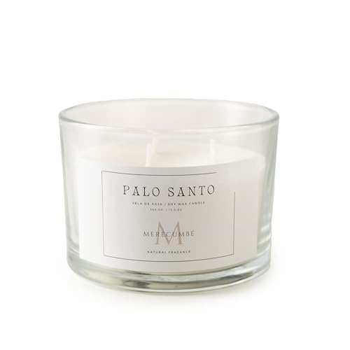 MERECUMBÉ Candela profumata grande | Aroma Lavanda | Cera di soia | Lunga durata | Candele grandi | Regalo | Ideale donna e decorativo | 300 gr | 3 stoppini (Palo Santo) MERECUMBÉ Candela profumata grande | Aroma Lavanda | Cera di soia | Lunga durata | Candele grandi | Regalo | Ideale donna e decorativo | 300 gr | 3 stoppini (Palo Santo)