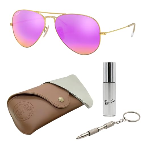 Image of Ray-Ban RB3025 AVIATOR FLASH LENSES Pilot Shaped Sunglasses for Men & Women with Official RAYBAN Eyewear Kit