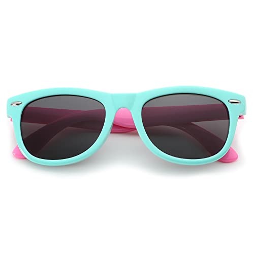 Pro Acme Tpee Rubber Flexible Kids Polarized Sunglasses For Baby And Children Age 3-10 (Mint Green Pink/48) #TOP1