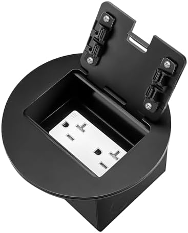 Recessed Floor Outlet Box, Deeper 20A TR Floor Receptacles, Black