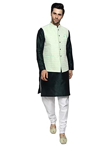 Image of Uri and MacKenzie Men's Silk Blend Kurta Pajama with Designer Ethnic Nehru Jacket /Modi Jacket