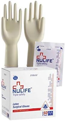 Nuwik Nulife Disposable Surgicare Surgical Sterile Latex Gloves Pair (Pack Of 30)