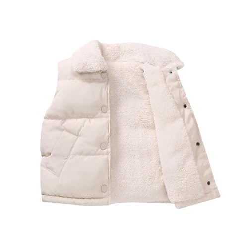 Boys Girls Fleece-Lined Puffer Vest Snap Buttons Lightweight Warm Sleeveless down Jackets Kids Thick Quilted Outwear