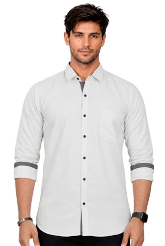 Image of Teaserwear Mens Slim Fit Casual Shirt | Solid Polo Neck Design | Premium Cotton Blend Fabric | Full Sleeve Formal and Casual Wear for Men