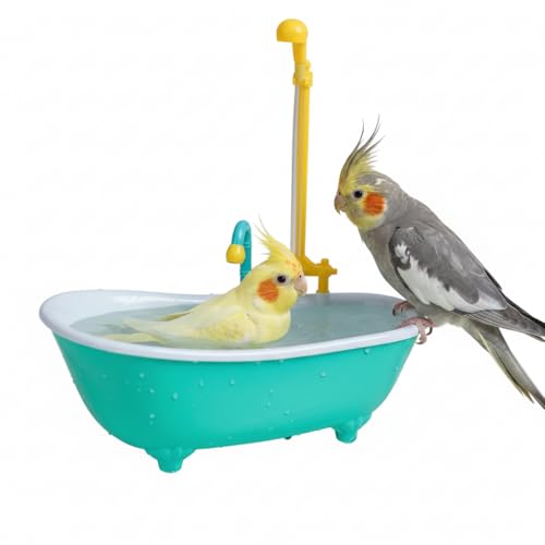 Banheira Com Chuveiro Automatico Para Pássaros Calopsita Periquito Divertido Resistente