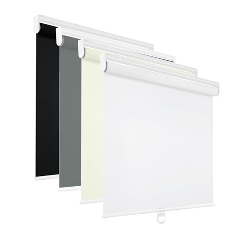 Image of Changshade Blackout Roller Shades for Indoor Windows,Cordless Roller Blinds,Free-Stop Roll Up Shades with Thermal Insulated, Uv Protection Fabric for Bedroom,Office,French Door,48 inch W72 H,White