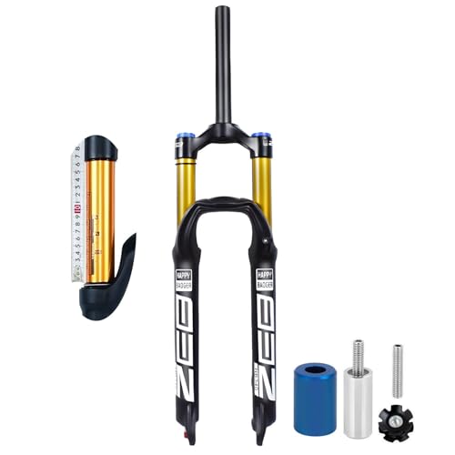 LYYCX 26/27,5/29 Zoll MTB Federgabel 160mm Federweg for XC AM Luftgabel, Magnesiumlegierung Rückpralleinstellung Manuell/Fernverriegelung QR 9mm Scheibenbremse Mountainbike Gabel(Straight Manual lock,
