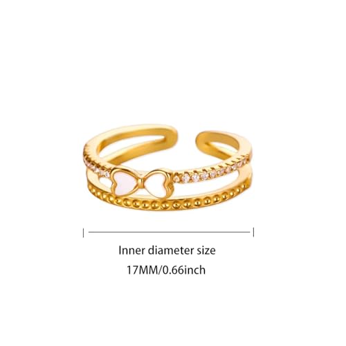 Bague sweet zircon double cœur pour femmes et hommes