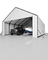GarveeLife 20'x25'x13' Enclosed Metal Carport for 2 Cars, Heavy Duty Steel Frame for All Weather, Permanent Garage for Bass Boats, Full-Sized Pickup Trucks, and Tractors, N.W. 1,300 Lbs