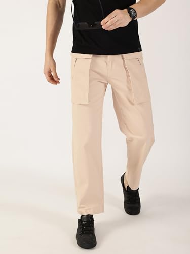 Image of Thomas Scott Men's | Solid | Light Weight | Breathable Fabric | Mid Rise | Regular Fit | Cotton Blend | Button Waist | Cargo | Trouser | Pants
