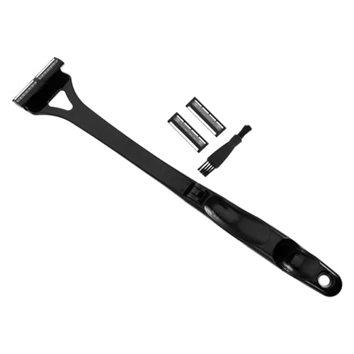 ABOOFAN Afeitadora de Espalda para Hombres con Triple Cuchilla Ajustable Recortadora Manual Corporal para Pelo Corporal Uso Seco y Mojado Portátil para Viaje y Hogar Negro