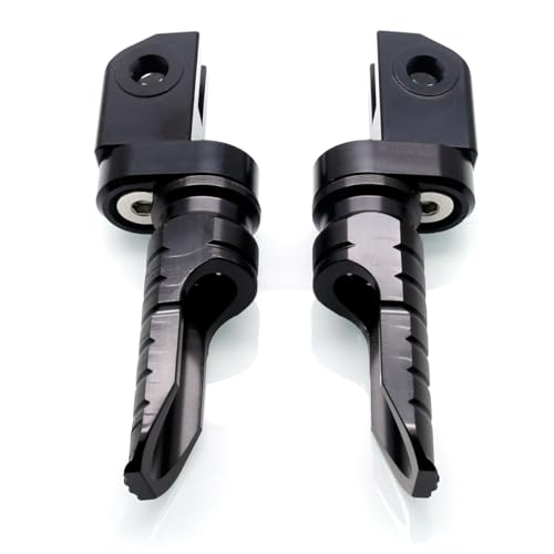 Image of MZS Motorcycle Foot Pegs Front 360 Roating Rider Footpegs Black CNC Compatible with Daytona 675 /R, Street Triple R /RS /RX /S, Speed Triple /R /RS /S, Speed Triple 1200 RR /RS, Speed Twin, Trident 660