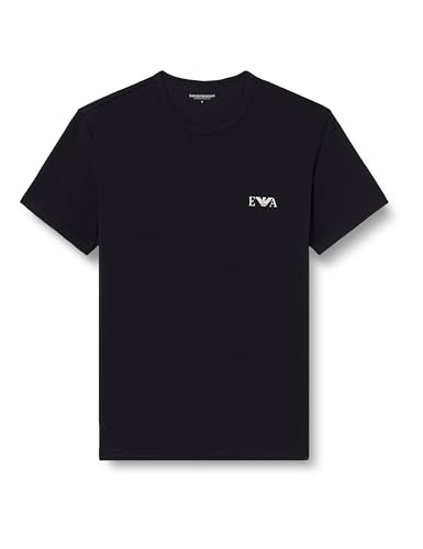 Emporio Armani Man's Bold Monogram 2-Pack Crew Neck T-Shirt, Black, M, Fitted