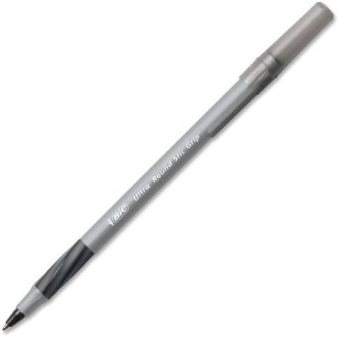 Bic Ultra Round Stic Grip Ball Point Pens, Medium Point, 1.2 mm, Black Ink (24 Pens)
