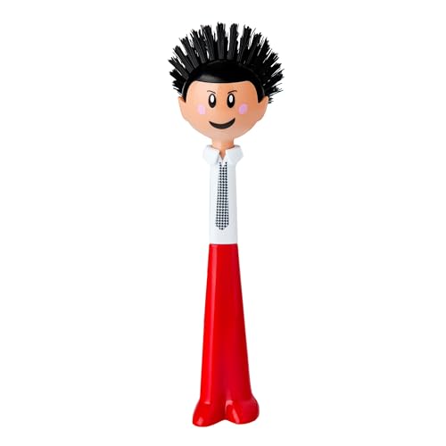 Vigar Dolls Orlando Dish Brush, Dish Brush with Handle that is Ergonomic, Kitchen Brushes for Dishes and Sink Scrub Brush for Cleaning, Red and Black