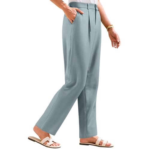 Women's Linen Wide Leg Work Pants with Casual Loose Fit Dressy Fashion Details4