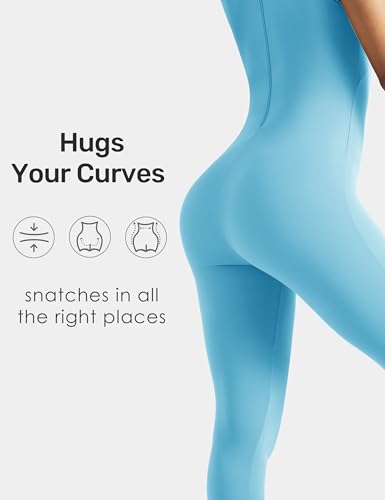 Image of speerise Women Sleeveless Turtleneck One Piece Romper for Yoga Workout Jumpsuit with Tummy Control Bodysuit