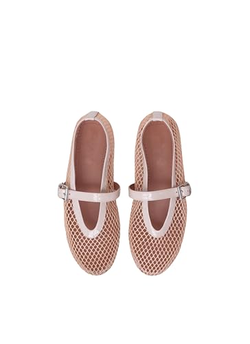 Women Mesh Ballet Flats Shoes Fishnet Ballerina Mary Jane Shoes Women Slip on Buckle Strap Casual Shoes3