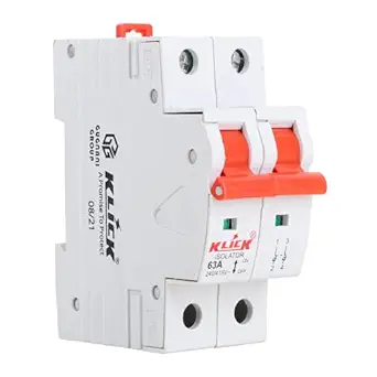 KLICK C-63A-311 Dual Pole Isolator, Classic DP Switch Disconnector for Domestic and Office Application (63A, White, Pack of 1)