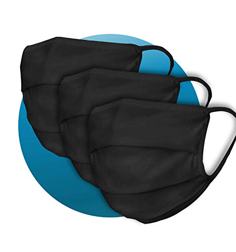 Pack x 3-ers fundas faciales lavables | Protección de nariz y boca nez facial 101% algodón orgánico para boca y nariz en color negro para adultos | Producto artesanal y tapón bucal reutilizable.