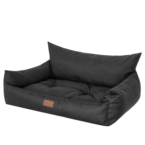 Bjird Hundebett Grosse Hunde Wasserdicht - Hundedecke Sofa, Hundebett Mittelgroße Hunde - Joker Waschbares Hundesofa mit Herausnehmbarem Kissen - Oeko-Tex Hundekissen Dog Bed 64x49 cm Schwarz L