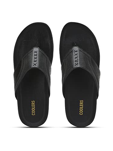 Image of Liberty Coolers Fast-2 Casual Slipper for Men - Black & Tan | Slip-on /Flats Slippers - Durable and Lightweight | Comfortable and Soft Outsole for Everyday Wear - Cushioned Footbed | Home Footwear