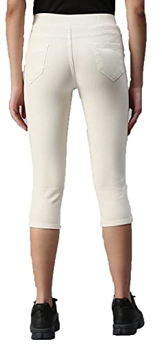 Image of ADBUCKS Womens Slim Fit Denim Lycra Stretchable Capri Mid Rise with Elasticated Waistband (Multi Color & Plus Size Also Available)