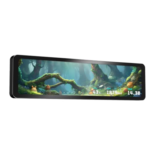 Image of Trofeo Vision 11.3 LCD Black, 11.3-inch Full-Color LCD Magnetic Display Screen, 1920x400 Resolution, Easy to Install,Master CPU /GPU Temperature(Black)