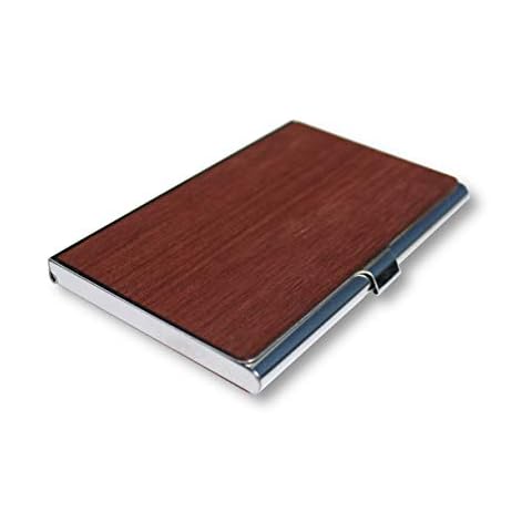 WUDN Wooden Business Card Holder Wallet, Holds 20 Cards, built with Stainless Steel and Real Wood - Purple Heart Cover