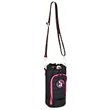 Luluca Bolsa Porta Garrafa de Água Térmica Infantil, com Alça Regulável, Compartimento para Celular, P/Criança, Menina, Feminino, Squeeze, Passeio (Preto)