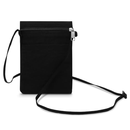 Nogeqi Crossbody Cell Phone Purse, Nylon Phone Bag Crossbody with Zipper, Ultralight Small Cellphone Wallet Purse with Strap for Women Men Walking Outdoor Coin Key Storage Organizer (Black)