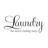 Wandaufkleber „The Never Ending Story“ von Laundry, Waschhaus, Waschmaschine, trocken, Familienzitat, Wandtattoo, Wäsche, Waschraum, Vinyl, Wohnkultur-S-25x57cm-Black
