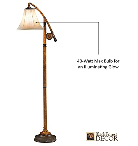 Black Forest Décor Fishing Pole Floor Lamp – Rustic Fishing Living Room Lamp #TOP1