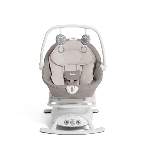 Joie Cinnamon 2-in-1 Glider and Rocker – Multi-Motion Baby Swing and Rocker Combo with Plush Fabrics, Compact Design, and Multiple Recline Positions – Soothing Sounds & Gentle Vibrations (Walnut)