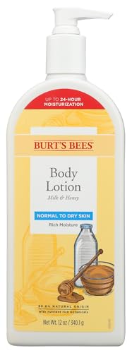 Burts Bees Body Lotion for Normal to Dry Skin with Milk & Honey, 12 Oz (Package May Vary)