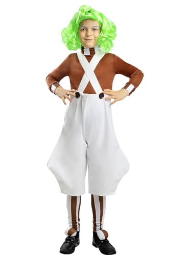 Funidelia | Disfraz de Oompa Loompa - Charlie y la Fábrica de Chocolate para niño Disfraz para niños y divertidos accesorios para Fiestas, Carnaval y Halloween - Talla 7-9 años - Blanco