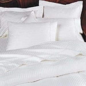Grandeur Linens 800 Thread Count Four (4) Piece King Size White Stripe Bed Sheet Set, 100% Egyptian Cotton, Deep Pocket