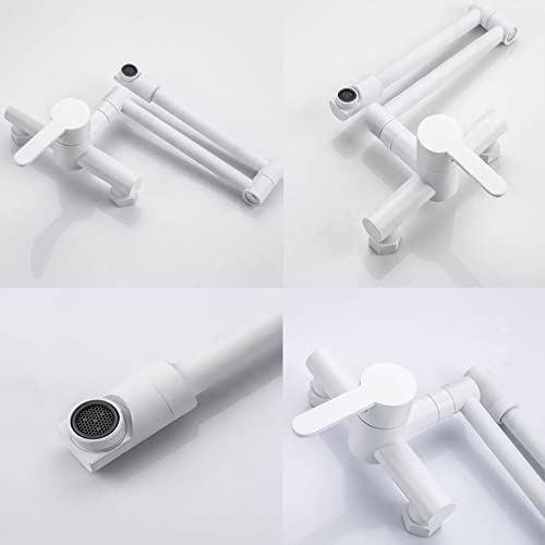Grifo de cocina de pared plegable con monomando y latón de doble orificio 7