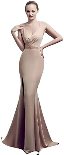 فساتين السهرة فساتين السهرة ذات الأشرطة السباغيتي للنساء فساتين السهرة على شكل حرف V مشقوقة للحفلات الراقصة